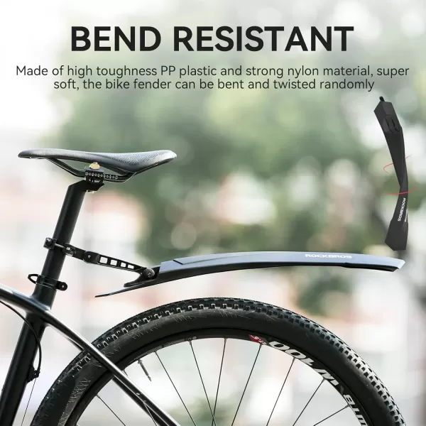 imageROCKBROS Bike Fender Set Adjustable Front Rear Bicycle Fenders MTB Mud Guards Cycling Splash Guard for Mountain Road City Bike Riding