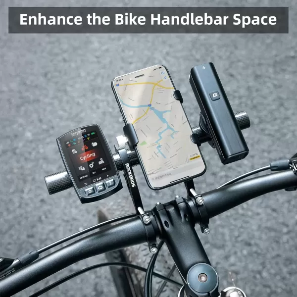 imageROCKBROS Bike Handlebar Extender Handlebar Extension Double Bike Handlebar Bracket Lightweight Durable for Holding Bicycle Speedometer GPS Phone Mount Holder1 piece