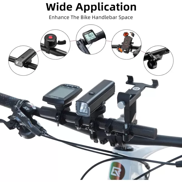 imageROCKBROS Bike Handlebar Extender Handlebar Extension Double Bike Handlebar Bracket Lightweight Durable for Holding Bicycle Speedometer GPS Phone Mount Holder1 piece