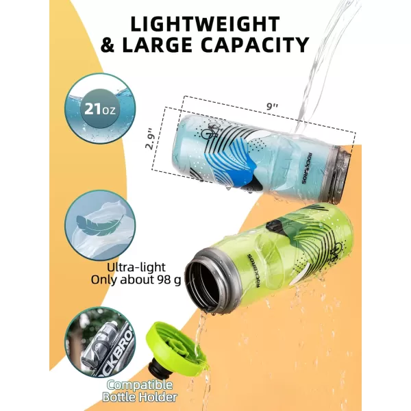imageROCKBROS Bike Water Bottle 21oz Bicycle Water Bottle for 5hrs Insulation Sports Squeeze Water Bottle with Leakproof DesignBlack