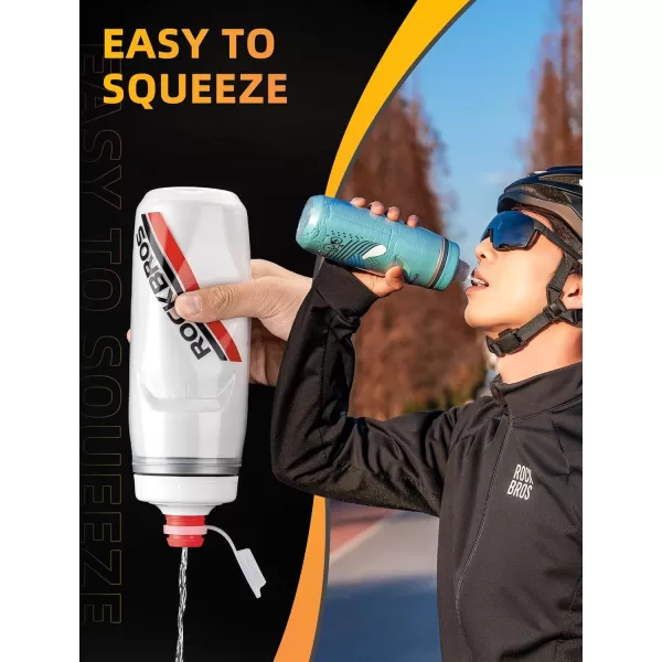 imageROCKBROS Bike Water Bottle 21oz Bicycle Water Bottle for 5hrs Insulation Sports Squeeze Water Bottle with Leakproof DesignBlack