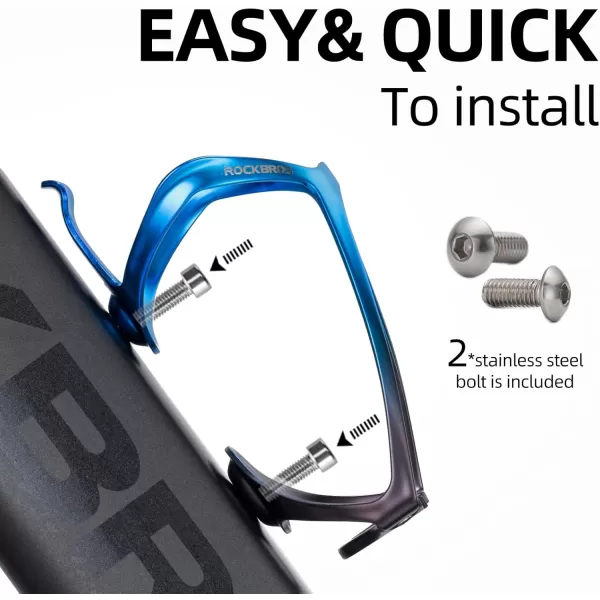 imageROCKBROS Bike Water Bottle Holder Lightweight Bicycle Water Bottle Cage Aluminum Alloy Bike Cup Holder Bike AccessoriesBlue