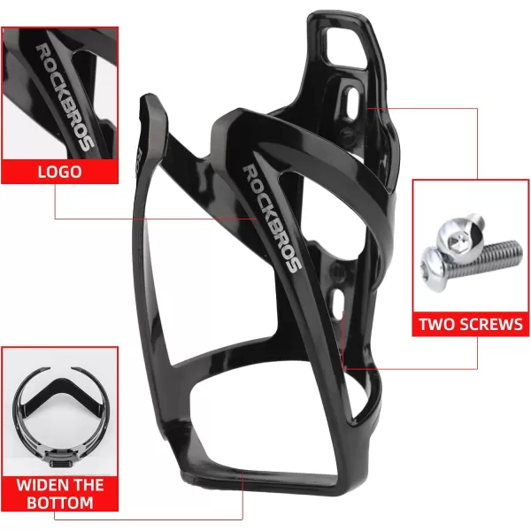 imageROCKBROS Bike Water Bottle Holder UltraLight Bicycle Bottle Cages with Screws Tool Universal Bike Cup Holder Rack for Road MTB BikesBlack