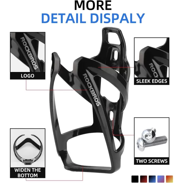imageROCKBROS Bike Water Bottle Holder UltraLight Bicycle Bottle Cages with Screws Tool Universal Bike Cup Holder Rack for Road MTB BikesBlackBlack