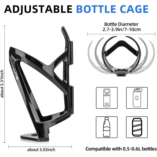 imageROCKBROS Bike Water Bottle Holder UltraLight Bicycle Bottle Cages with Screws Tool Universal Bike Cup Holder Rack for Road MTB BikesBlackBlack