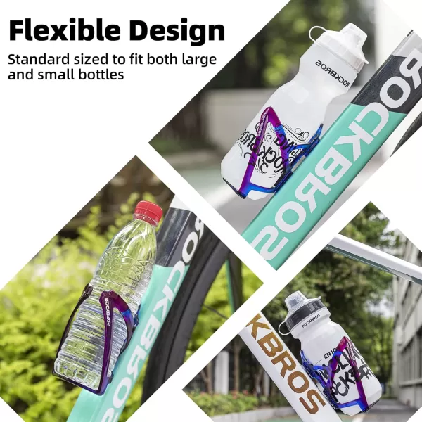 imageROCKBROS Bike Water Bottle Holder UltraLight Bicycle Bottle Cages with Screws Tool Universal Bike Cup Holder Rack for Road MTB BikesPurpleBlue