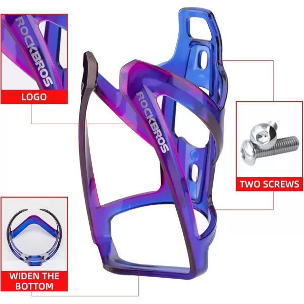 imageROCKBROS Bike Water Bottle Holder UltraLight Bicycle Bottle Cages with Screws Tool Universal Bike Cup Holder Rack for Road MTB BikesPurpleBlue