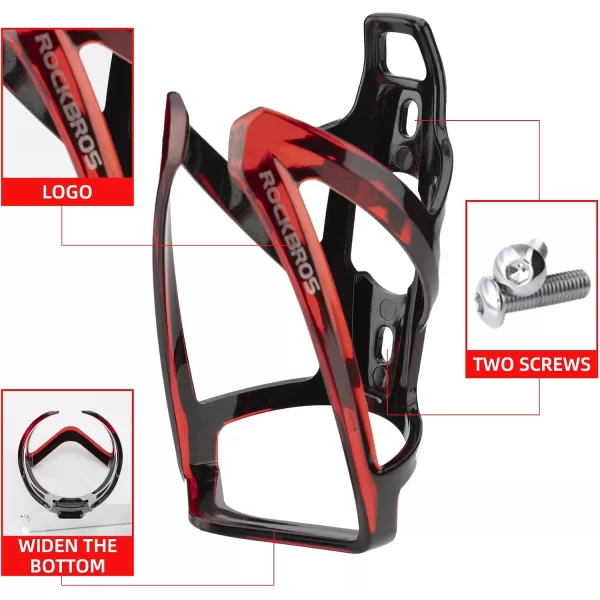 imageROCKBROS Bike Water Bottle Holder UltraLight Bicycle Bottle Cages with Screws Tool Universal Bike Cup Holder Rack for Road MTB BikesRedBlack