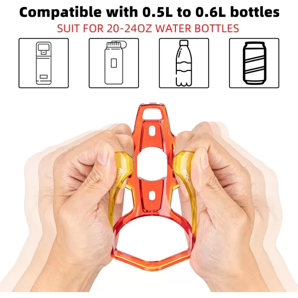 imageROCKBROS Bike Water Bottle Holder UltraLight Bicycle Bottle Cages with Screws Tool Universal Bike Cup Holder Rack for Road MTB BikesRedYellow