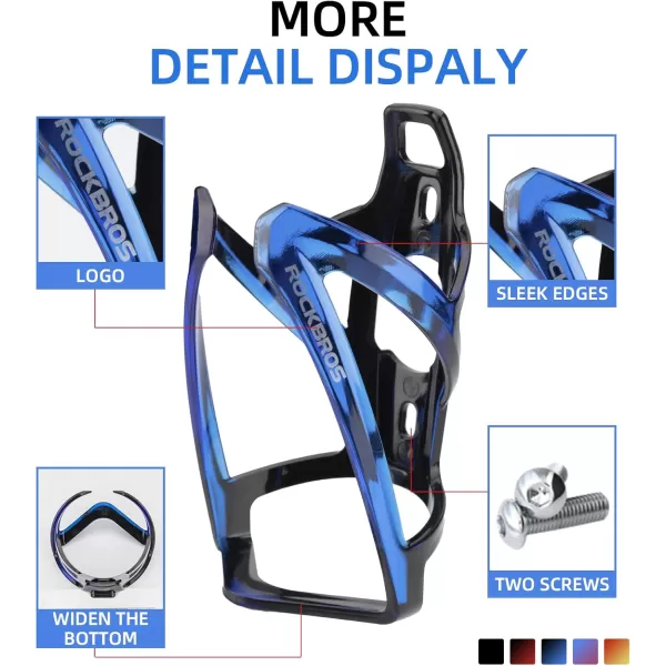 imageROCKBROS Bike Water Bottle Holder UltraLight Bicycle Bottle Cages with Screws Tool Universal Bike Cup Holder Rack for Road MTB Bikesblackbuleblackbule