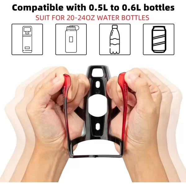 imageROCKBROS Bike Water Bottle Holder UltraLight Bicycle Bottle Cages with Screws Tool Universal Bike Cup Holder Rack for Road MTB Bikesblackredblackred
