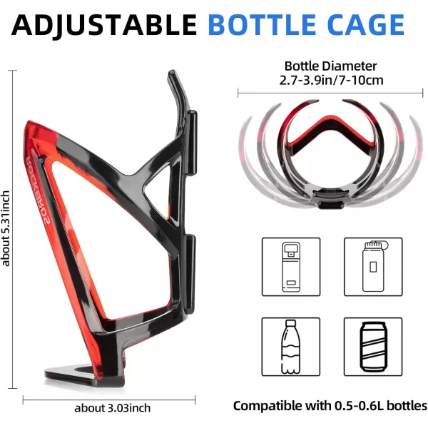 imageROCKBROS Bike Water Bottle Holder UltraLight Bicycle Bottle Cages with Screws Tool Universal Bike Cup Holder Rack for Road MTB Bikesblackredblackred