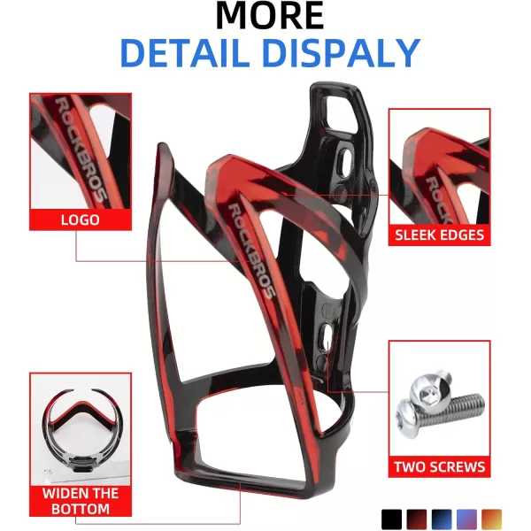 imageROCKBROS Bike Water Bottle Holder UltraLight Bicycle Bottle Cages with Screws Tool Universal Bike Cup Holder Rack for Road MTB Bikesblackredblackred