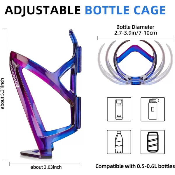 imageROCKBROS Bike Water Bottle Holder UltraLight Bicycle Bottle Cages with Screws Tool Universal Bike Cup Holder Rack for Road MTB Bikesbulepurplebulepurple