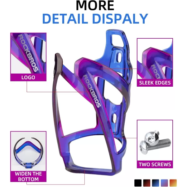 imageROCKBROS Bike Water Bottle Holder UltraLight Bicycle Bottle Cages with Screws Tool Universal Bike Cup Holder Rack for Road MTB Bikesbulepurplebulepurple
