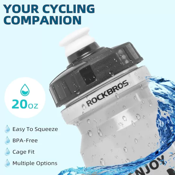 imageROCKBROS Cycling Water Bottle 2025oz Cycling Bottle BPAFree20oz Transparent Black