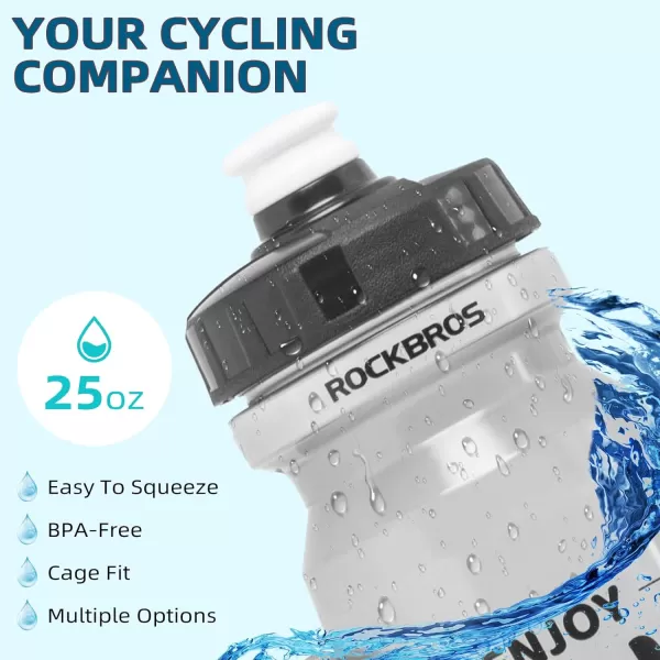 imageROCKBROS Cycling Water Bottle 2025oz Cycling Bottle BPAFree25oz Purple Transparent