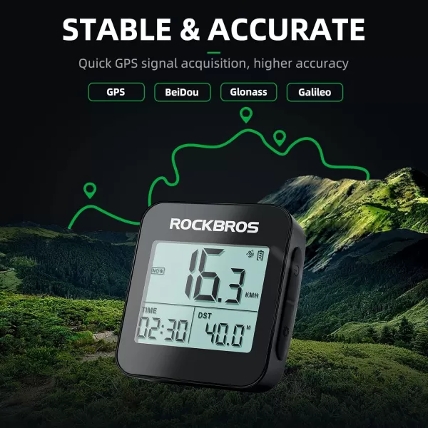 imageROCKBROS GPS Bike Computer with Mount Accurate Bike Speedometer with Automatic Backlight Bicycle Odometer IPX6 Waterproof and 600mAH Battery Large Display Screen