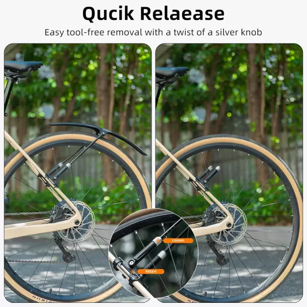 imageROCKBROS Road Bike Fenders Quick Release Lightweight Road Bicycle Fender for 700C Bikes  Adjustable and Easy to Install Rear Or Front Bike Mud Guardblack1 Fender