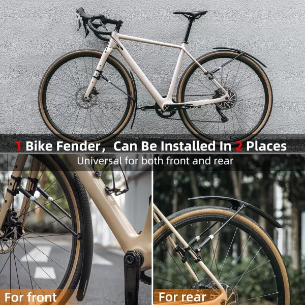 imageROCKBROS Road Bike Fenders Quick Release Lightweight Road Bicycle Fender for 700C Bikes  Adjustable and Easy to Install Rear Or Front Bike Mud Guardblack1 Fender