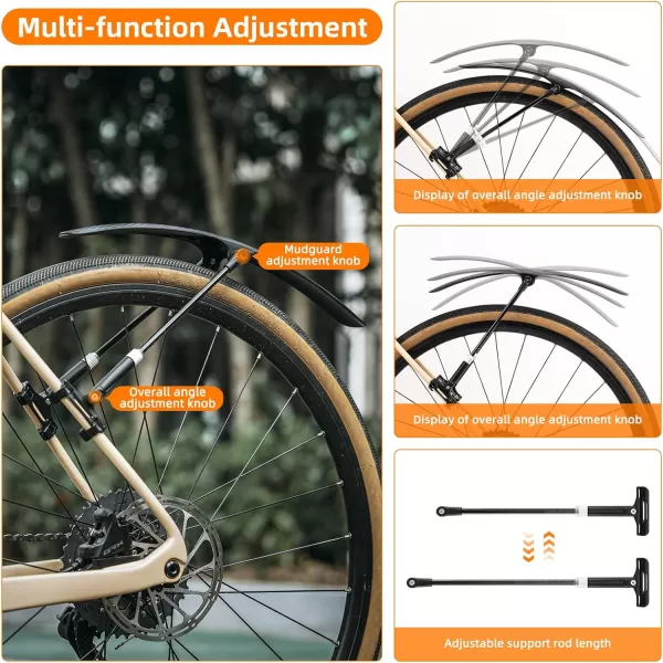 imageROCKBROS Road Bike Fenders Quick Release Lightweight Road Bicycle Fender for 700C Bikes  Adjustable and Easy to Install Rear Or Front Bike Mud Guardblack2 Fenders