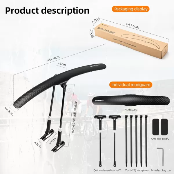 imageROCKBROS Road Bike Fenders Quick Release Lightweight Road Bicycle Fender for 700C Bikes  Adjustable and Easy to Install Rear Or Front Bike Mud Guardblack2 Fenders