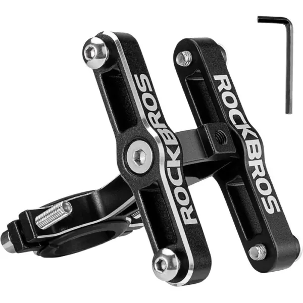 imageROCKBROS Bike Bottle Cage Adapter Bicycle Seatpost Handlebar Water Bottle Mount Holder Adjustable Aluminum Bottle Cage for MTB Road Bike Beach Cruiser Black2 pieces