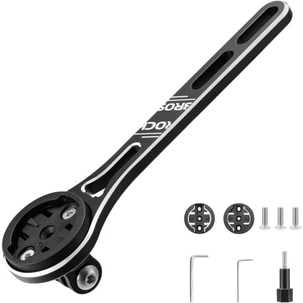 imageROCKBROS Bike Computer Mount Out Front Aluminum Bicycle Computer Mount for Road Bikes Aero Integrated Handlebar Compatible with Garmin Wahoo Bryton and GoProSmall Logo