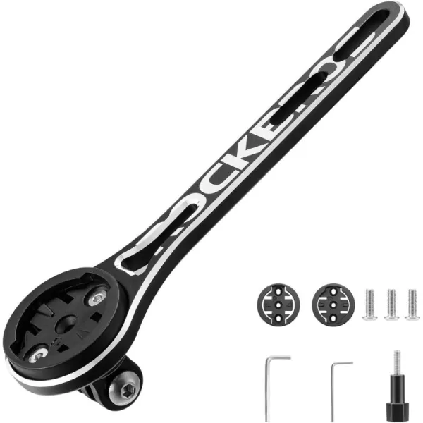 imageROCKBROS Bike Computer Mount Out Front Aluminum Bicycle Computer Mount for Road Bikes Aero Integrated Handlebar Compatible with Garmin Wahoo Bryton and GoProBig Logo