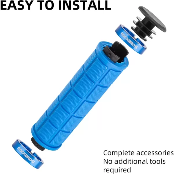 imageROCKBROS 4Pcs2 Pairs Bike Handlebar Grips Double Lock On Bike Grips Comfortable AntiSlip Bicycle Handlebar Grips for Mountain Bike BMX Bike Scooter Beach Cruiser Folding Bikeblue