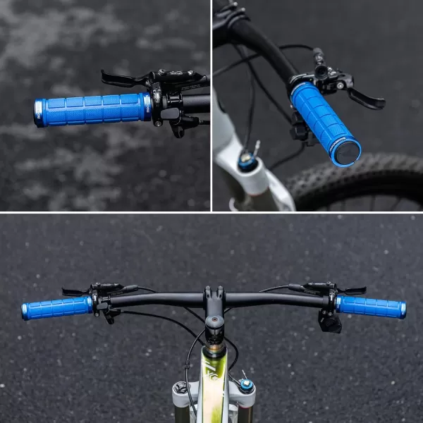 imageROCKBROS 4Pcs2 Pairs Bike Handlebar Grips Double Lock On Bike Grips Comfortable AntiSlip Bicycle Handlebar Grips for Mountain Bike BMX Bike Scooter Beach Cruiser Folding Bikeblue
