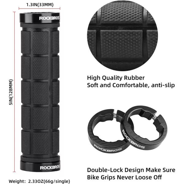 imageROCKBROS 4Pcs2 Pairs Bike Handlebar Grips Double Lock On Bike Grips Comfortable AntiSlip Bicycle Handlebar Grips for Mountain Bike BMX Bike Scooter Beach Cruiser Folding Bikeblack