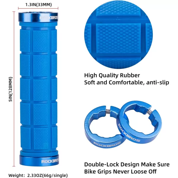 imageROCKBROS 4Pcs2 Pairs Bike Handlebar Grips Double Lock On Bike Grips Comfortable AntiSlip Bicycle Handlebar Grips for Mountain Bike BMX Bike Scooter Beach Cruiser Folding Bikeblue