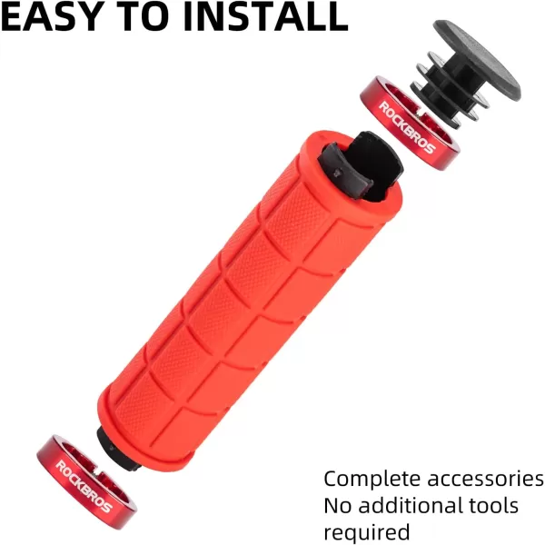 imageROCKBROS 4Pcs2 Pairs Bike Handlebar Grips Double Lock On Bike Grips Comfortable AntiSlip Bicycle Handlebar Grips for Mountain Bike BMX Bike Scooter Beach Cruiser Folding Bikered