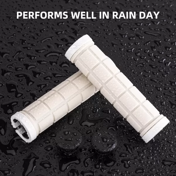 imageROCKBROS 4Pcs2 Pairs Bike Handlebar Grips Double Lock On Bike Grips Comfortable AntiSlip Bicycle Handlebar Grips for Mountain Bike BMX Bike Scooter Beach Cruiser Folding Bikewhite