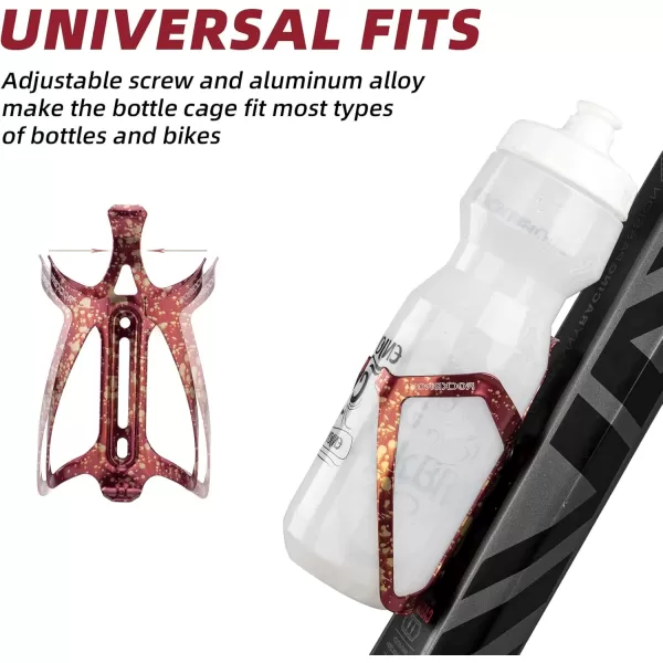 imageROCKBROS Bicycle Water Bottle Holder for Mountain Bike 2Pack Aluminum Bike Water Bottler Cage for Road BikesRed