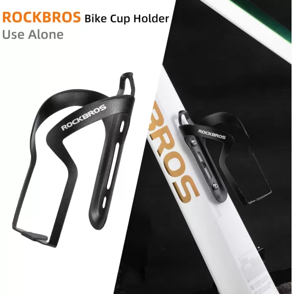 imageROCKBROS Bike Cup Holder 2in1 Bicycle Bottle Bracket Aluminum Alloy Water Bottle Cages Universal Rotation Cup Drink Holders for Bike Handlebars Motorcycle MTB Boat Walker Wheelchair StrollerBlack