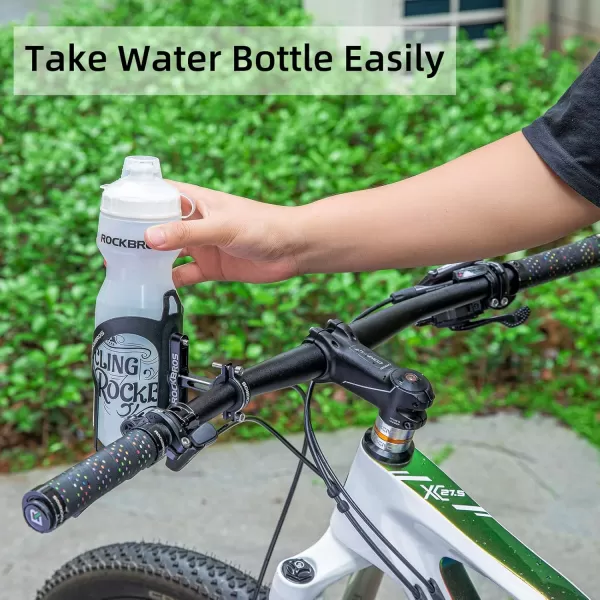 imageROCKBROS Bike Cup Holder 2in1 Bicycle Bottle Bracket Aluminum Alloy Water Bottle Cages Universal Rotation Cup Drink Holders for Bike Handlebars Motorcycle MTB Boat Walker Wheelchair StrollerBlack