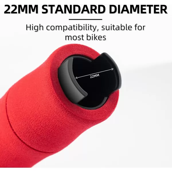 imageROCKBROS Bike Grips Shock Absorption Foam Bike Handle Grips Soft Comfortable NonSlip Double Locked on Mountain Bike Grips for BMX MTB Mountain Beach Cruiser Scooter Ebikered