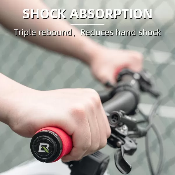 imageROCKBROS Bike Grips Shock Absorption Foam Bike Handle Grips Soft Comfortable NonSlip Double Locked on Mountain Bike Grips for BMX MTB Mountain Beach Cruiser Scooter Ebikered