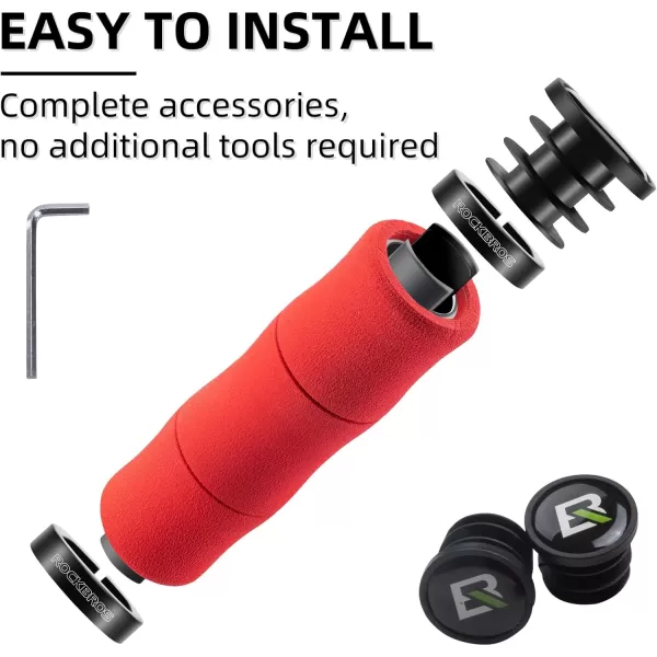 imageROCKBROS Bike Grips Shock Absorption Foam Bike Handle Grips Soft Comfortable NonSlip Double Locked on Mountain Bike Grips for BMX MTB Mountain Beach Cruiser Scooter Ebikered