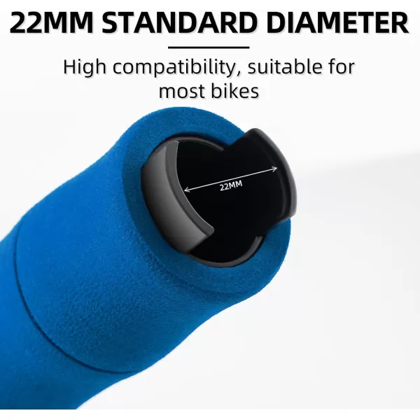 imageROCKBROS Bike Grips Shock Absorption Foam Bike Handle Grips Soft Comfortable NonSlip Double Locked on Mountain Bike Grips for BMX MTB Mountain Beach Cruiser Scooter Ebikeblue