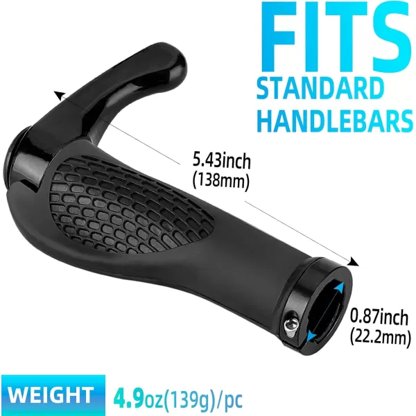 imageROCKBROS Bike Grips Single Lockon Bicycle Handle Bar Ergonomics NonSlip Mountain Bike Handlebar Comfortable ampamp Shock Absorption Rubber Grips for BMX MTB Beach Cruiser ScooterBlack 1