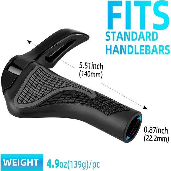 imageROCKBROS Bike Grips Single Lockon Bicycle Handle Bar Ergonomics NonSlip Mountain Bike Handlebar Comfortable ampamp Shock Absorption Rubber Grips for BMX MTB Beach Cruiser ScooterBlack 2