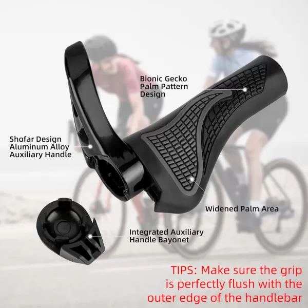 imageROCKBROS Bike Grips Single Lockon Bicycle Handle Bar Ergonomics NonSlip Mountain Bike Handlebar Comfortable ampamp Shock Absorption Rubber Grips for BMX MTB Beach Cruiser ScooterBlack 2