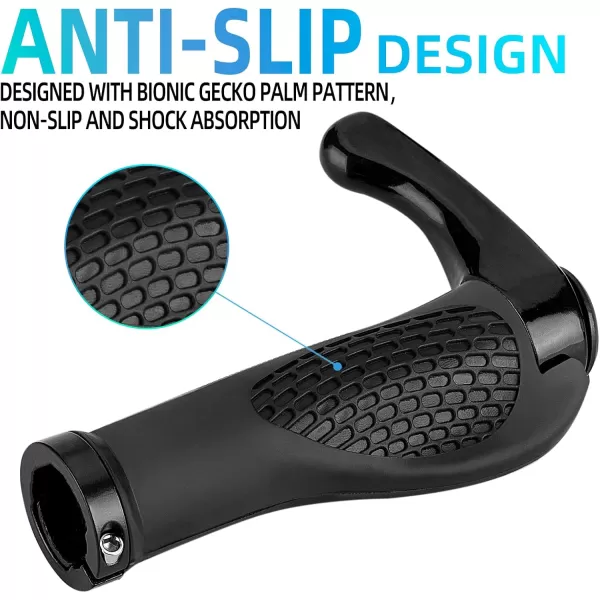 imageROCKBROS Bike Grips Single Lockon Bicycle Handle Bar Ergonomics NonSlip Mountain Bike Handlebar Comfortable ampamp Shock Absorption Rubber Grips for BMX MTB Beach Cruiser ScooterBlack 1
