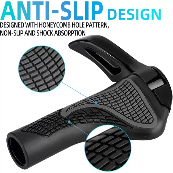 imageROCKBROS Bike Grips Single Lockon Bicycle Handle Bar Ergonomics NonSlip Mountain Bike Handlebar Comfortable ampamp Shock Absorption Rubber Grips for BMX MTB Beach Cruiser ScooterBlack 2
