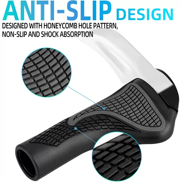 imageROCKBROS Bike Grips Single Lockon Bicycle Handle Bar Ergonomics NonSlip Mountain Bike Handlebar Comfortable ampamp Shock Absorption Rubber Grips for BMX MTB Beach Cruiser ScooterWhite 2