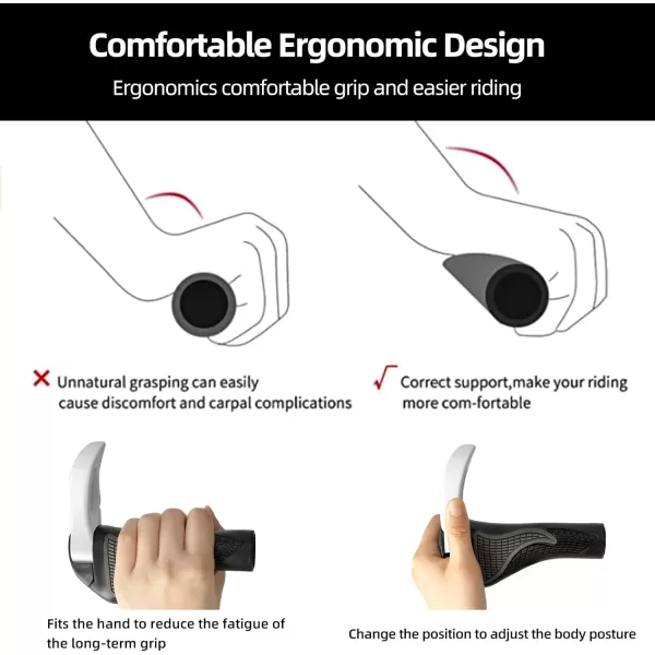 imageROCKBROS Bike Grips Single Lockon Bicycle Handle Bar Ergonomics NonSlip Mountain Bike Handlebar Comfortable ampamp Shock Absorption Rubber Grips for BMX MTB Beach Cruiser ScooterWhite 2