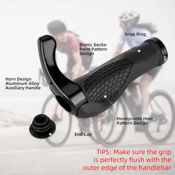 imageROCKBROS Bike Grips Single Lockon Bicycle Handle Bar Ergonomics NonSlip Mountain Bike Handlebar Comfortable ampamp Shock Absorption Rubber Grips for BMX MTB Beach Cruiser ScooterBlack 1